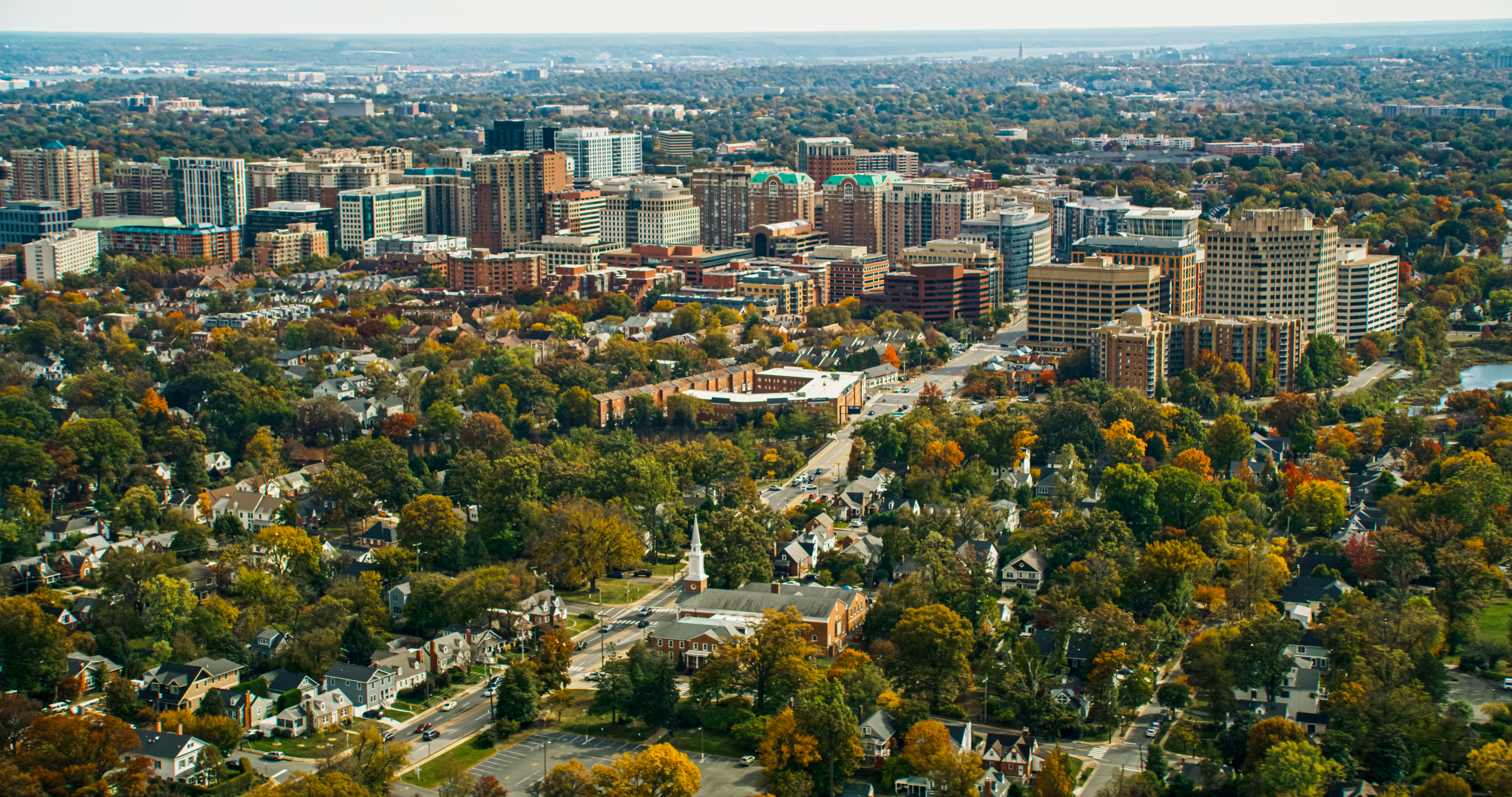 Arlington VA HVAC and Plumbing services. Aerial view of Arlington, VA.